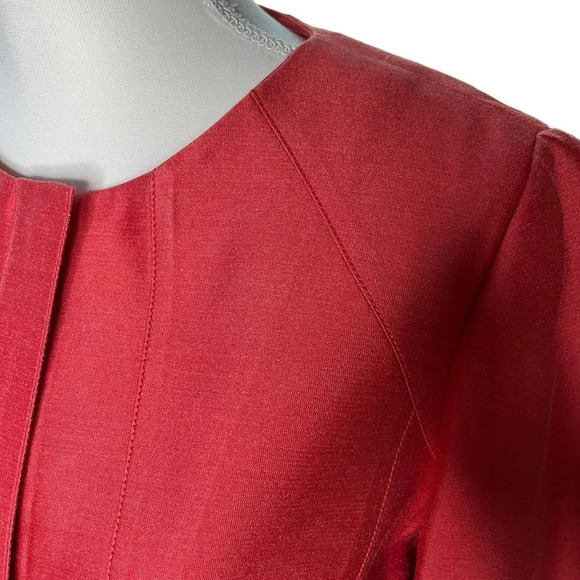 J. Crew Silk Cotton Blend Coral Scoop Neck Jacket Size Medium - Picture 5 of 16